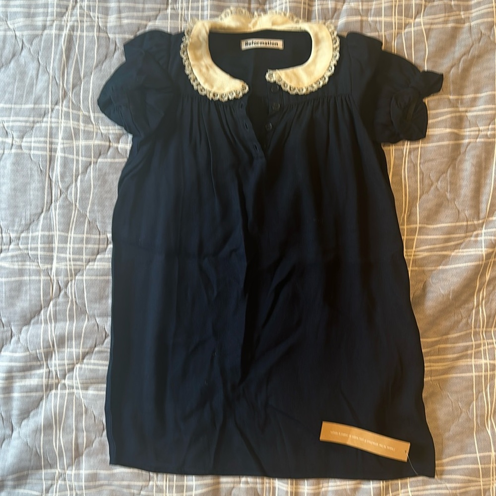 Reformation kids Goleta navy dress size 6.